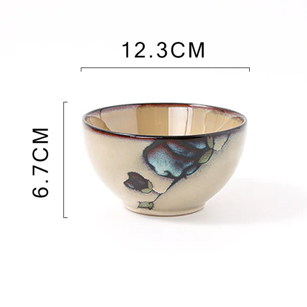 Ceramic Hand-Painted Flowers Creative Dish Plate Japanese