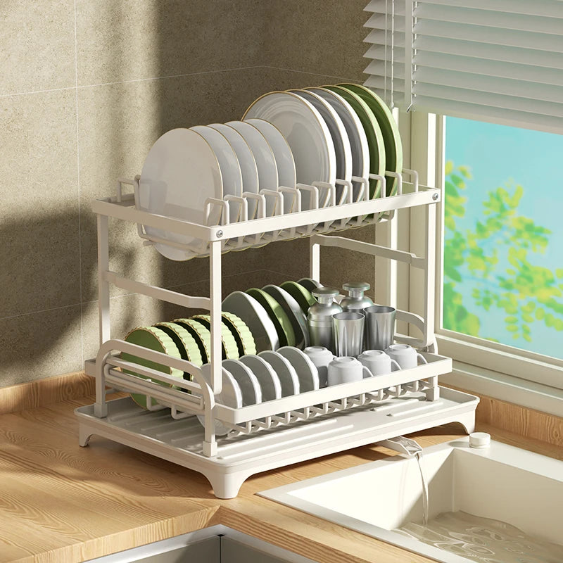 Dish Drying Rack Double-Layer Tray Storage Rack Sturdy