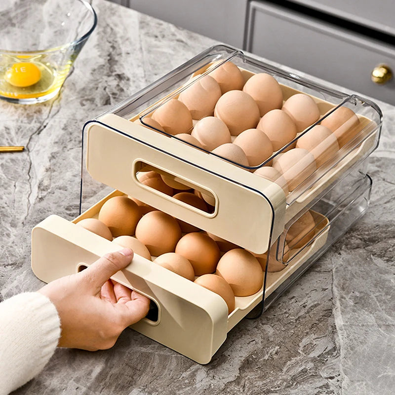 2-Layer Stackable Refrigerator Egg Organizer Clear Plastic Egg