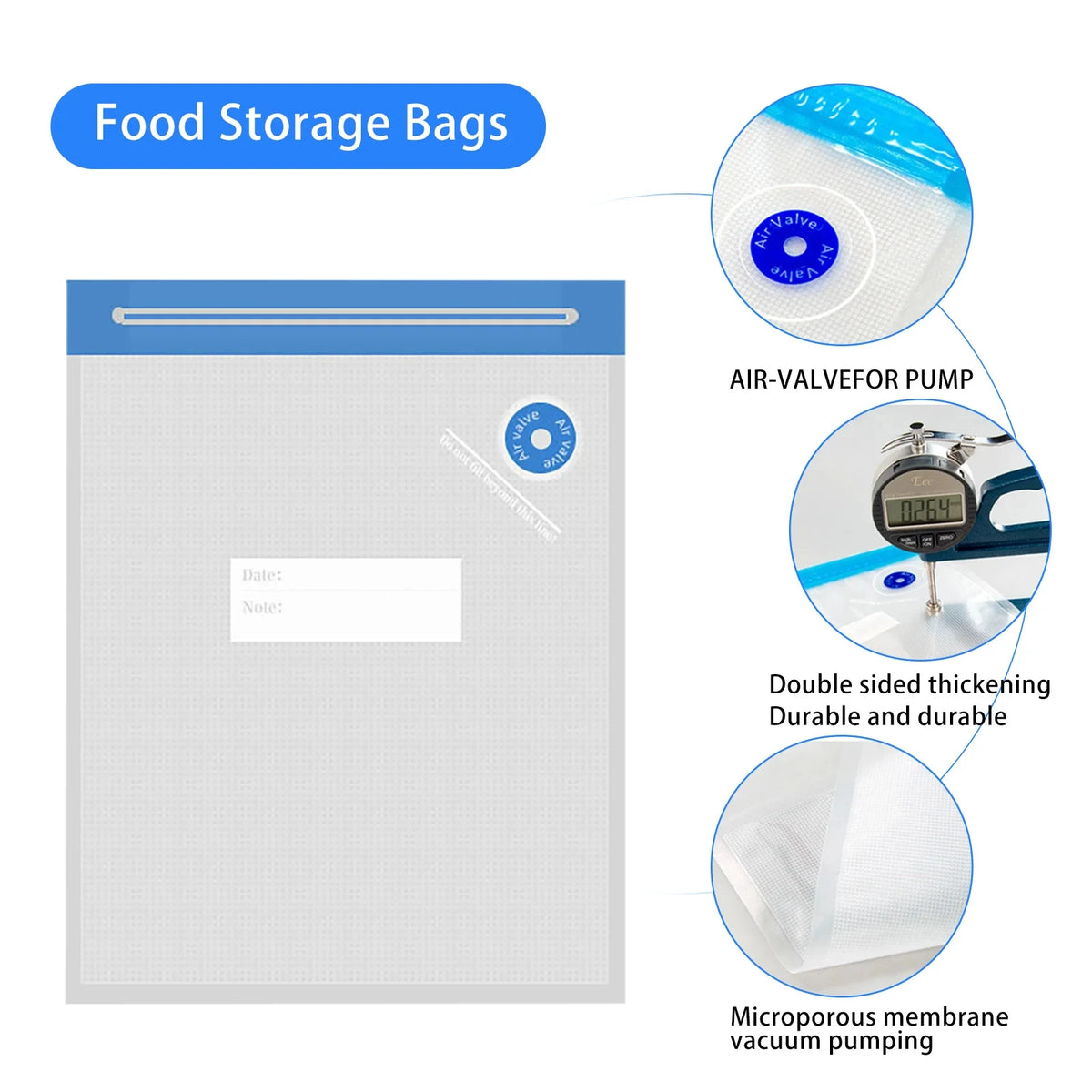 20/10pcs Reusable Vacuum Sealer Bag Air Valve Pump