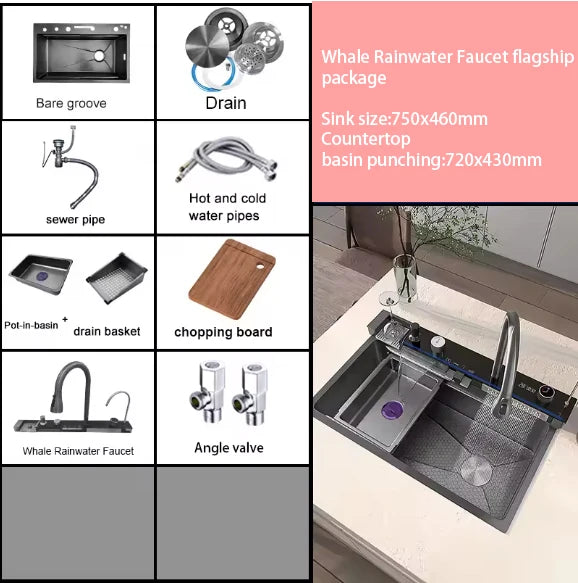 Integrated Waterfall Sink Honeycomb Technology Large Digitial