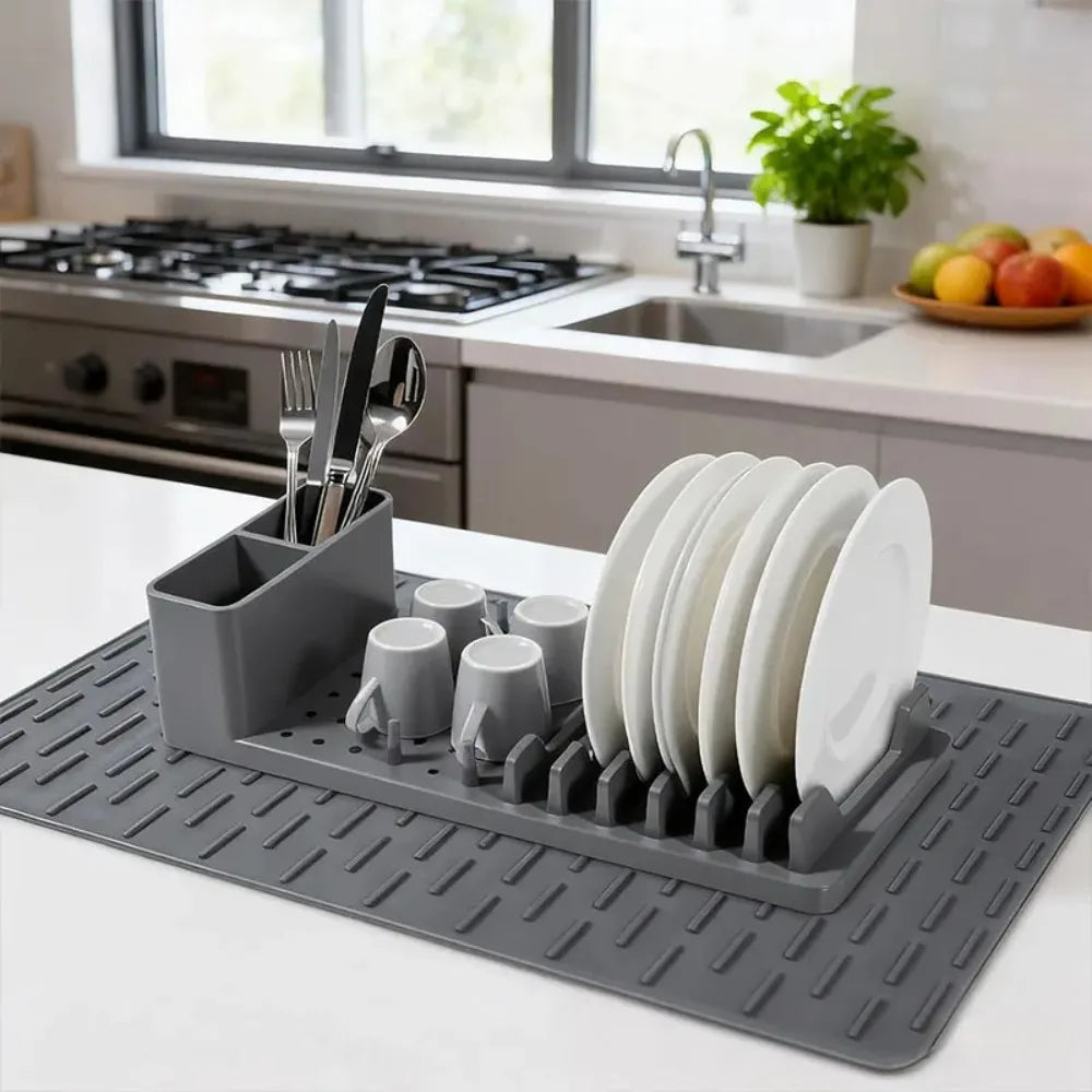 Durable Silicone Dish Drying Rack Heat-Resistant Drain Design