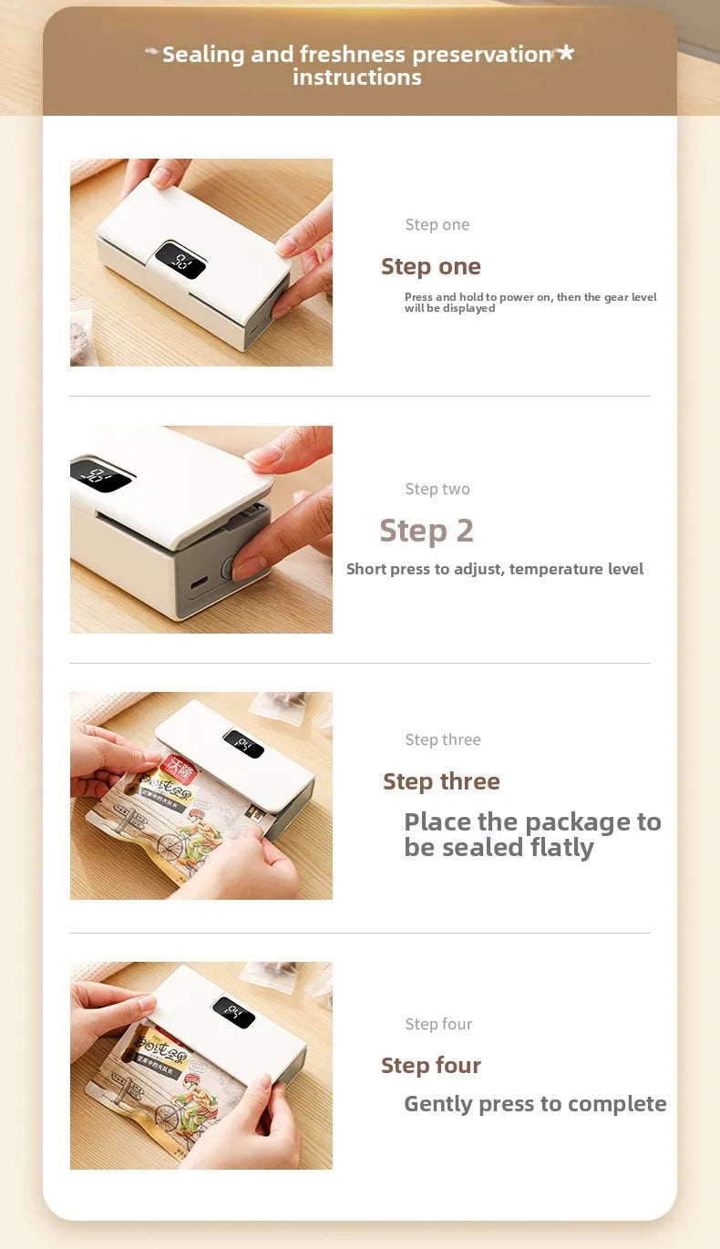 Compact In Rechargeable Bag Sealer Heat Seal Cutter