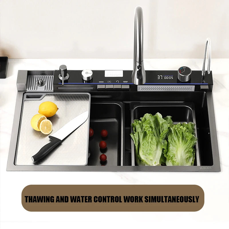304stainless Steel Sink Faucet Rainfall Spout Pull Out