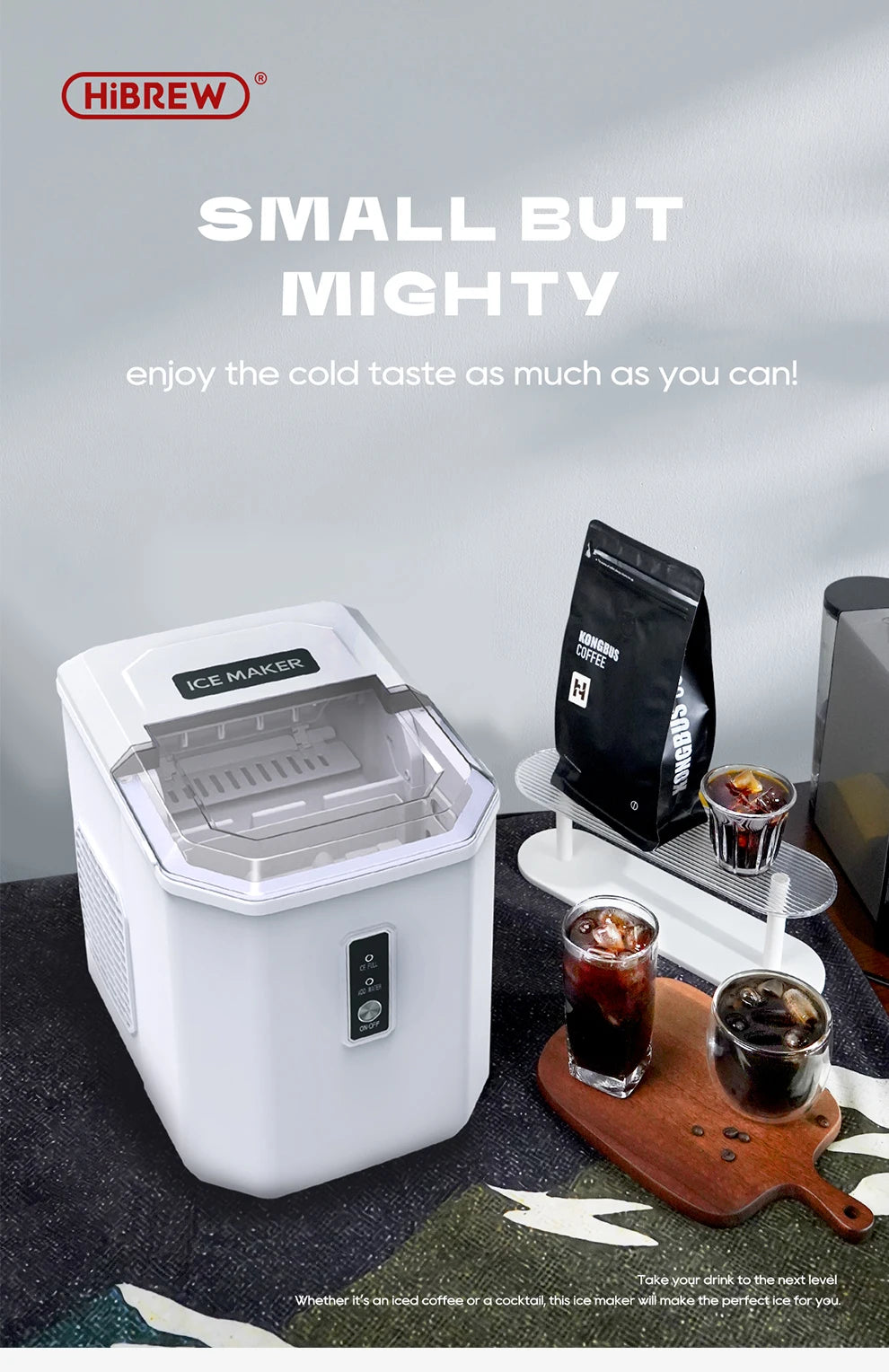 Hibrew Ice Maker Machine Automatic Ice Maker Self-Cleaning