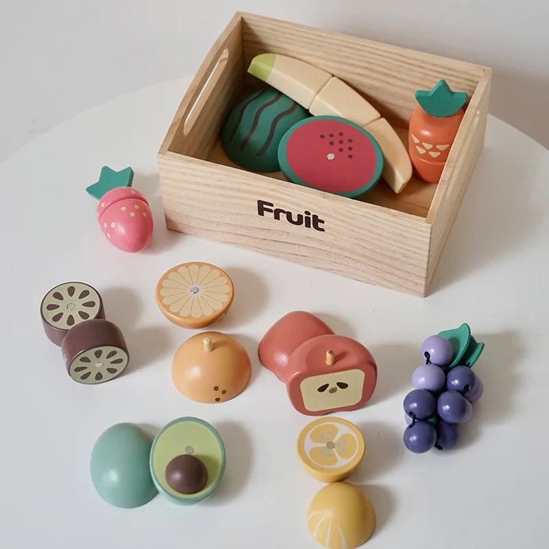 Wooden Pretend Play Toys Cutting Food Fruit Vegetable