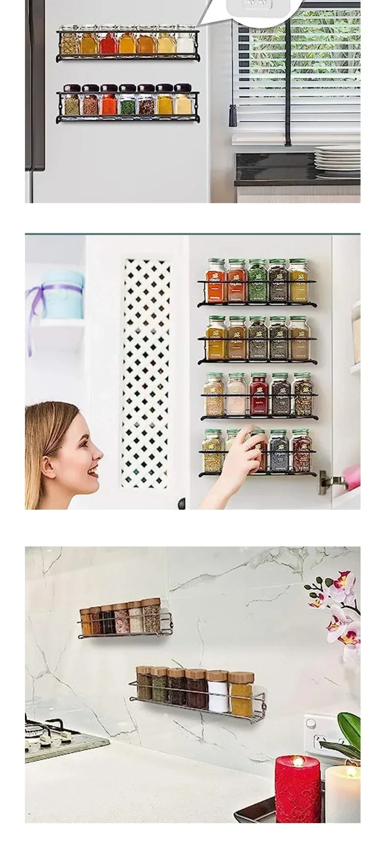 Spice Bottle Rack Wall-Mounted Storage Rack Suitable Organizer