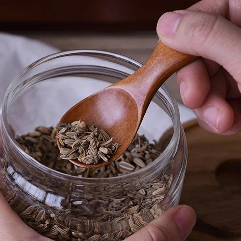 4pcs Mini Wooden Spoons Small Spice Condiment Spoon