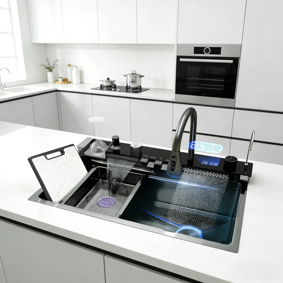 Modern Stainless Steel Sink Sinks Digital Display Large