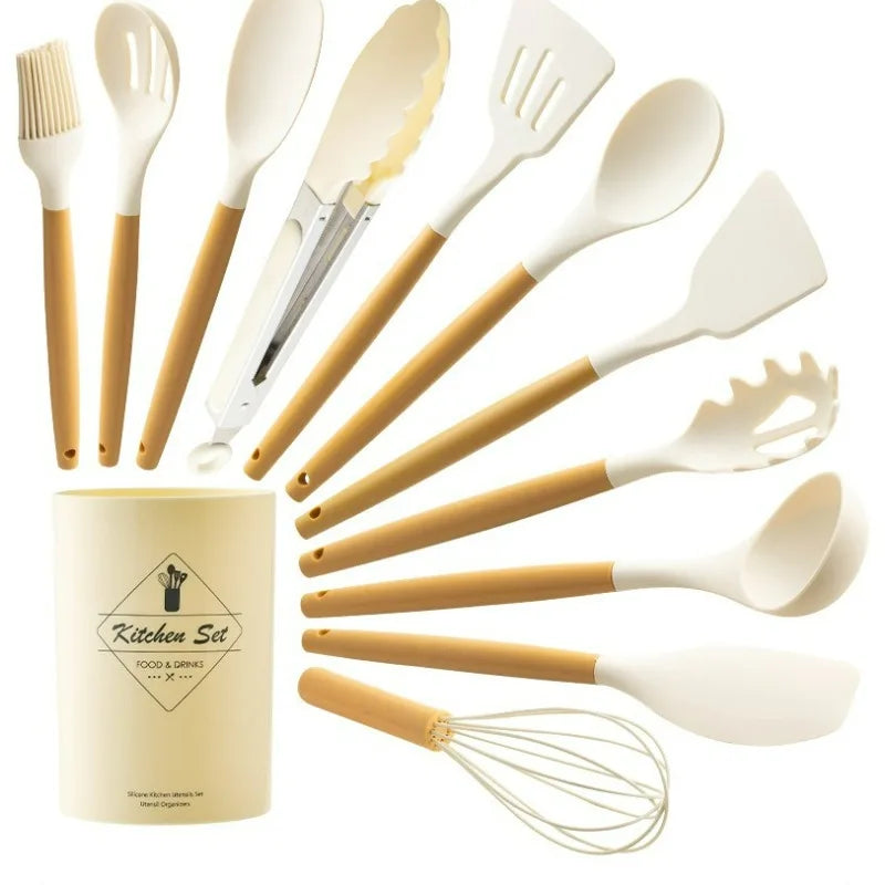 Silicone Cooking Utensils Turner Tongs Spatula Spoon Brush