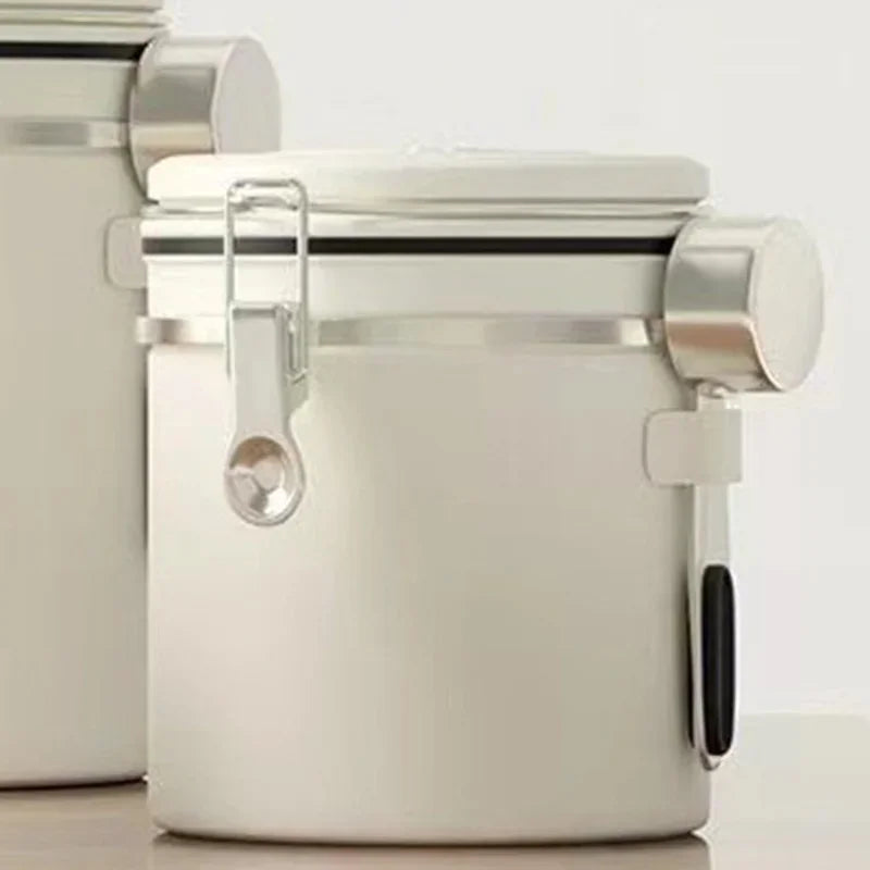 Stainless Steel Coffee Beans Vacuum Storage Jar Spoon