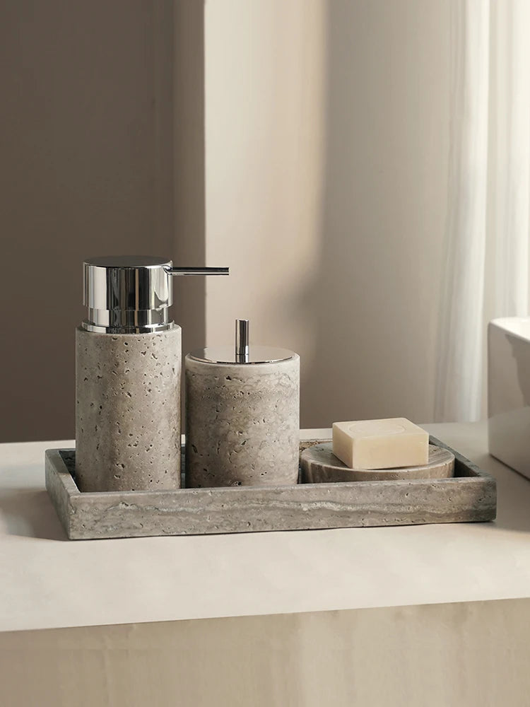 Travertino Grigio Bathroom Antique Natural Marble Soap Dispenser