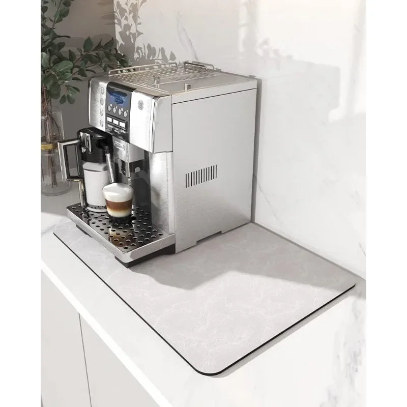 Absorbent Coffee Mat Rubber Backing Hides Stains Dish