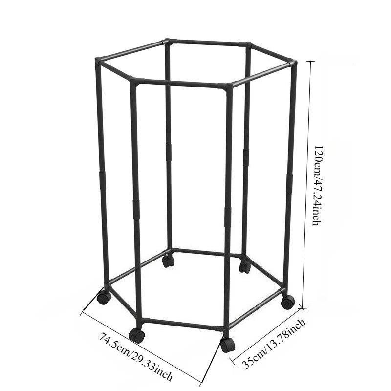 Hexagon Rotating Floor Clothes Rack Dormitory Coat Hanger