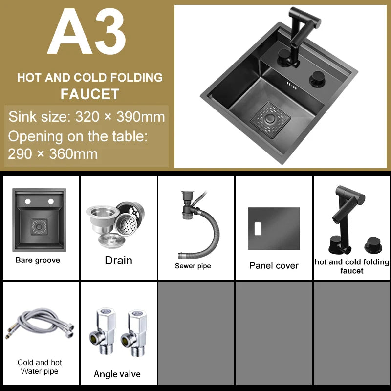 Hidden Sink Bar Sink Kit Folding Faucet Drain