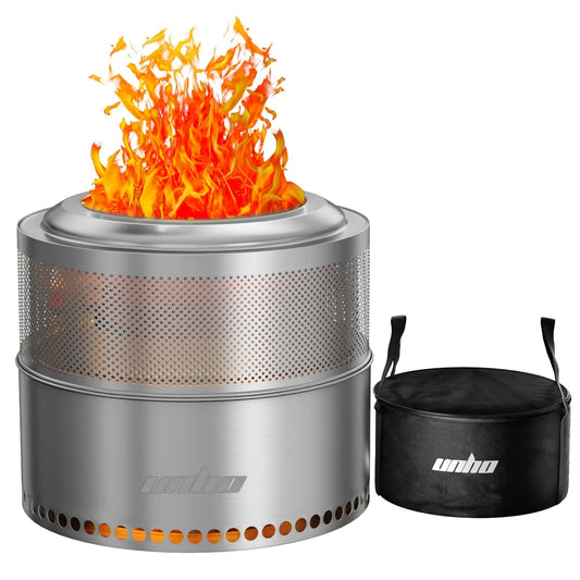 Unho 19-Inch Smokeless Fire Pit 304 Stainless Steel