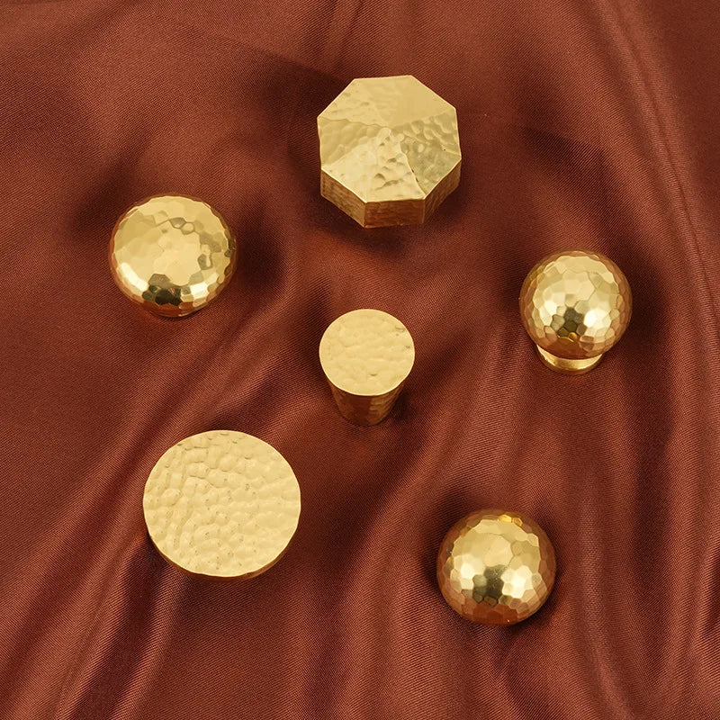 Solid Brass Wardrobe Handles Hammered Texture Handles Gold