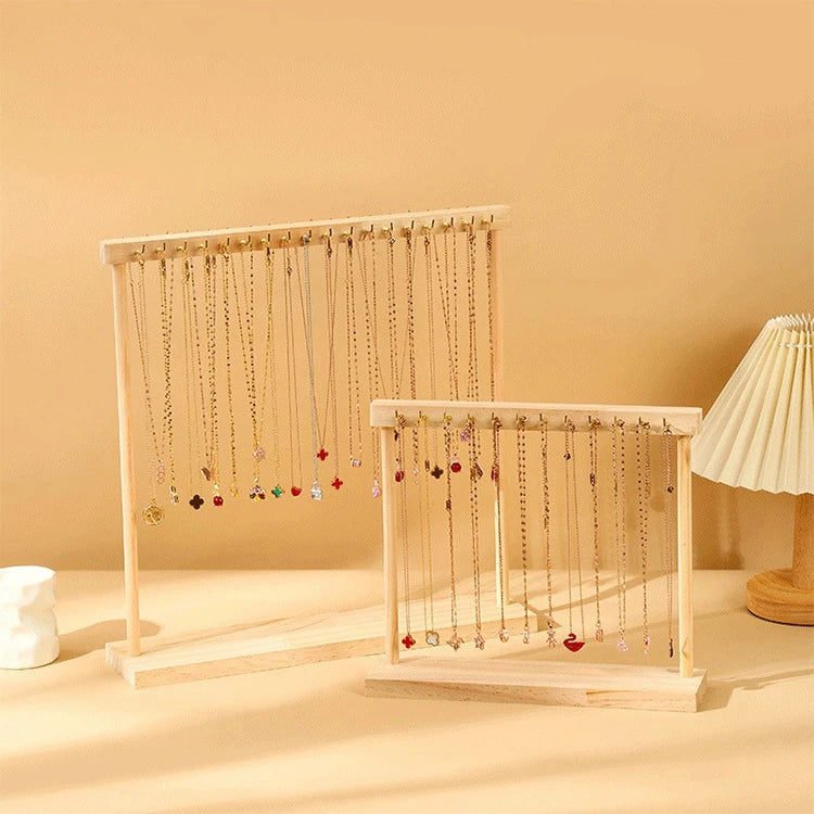 Jewelry Organizer Display Stand Wood Necklace Hanging Countertop