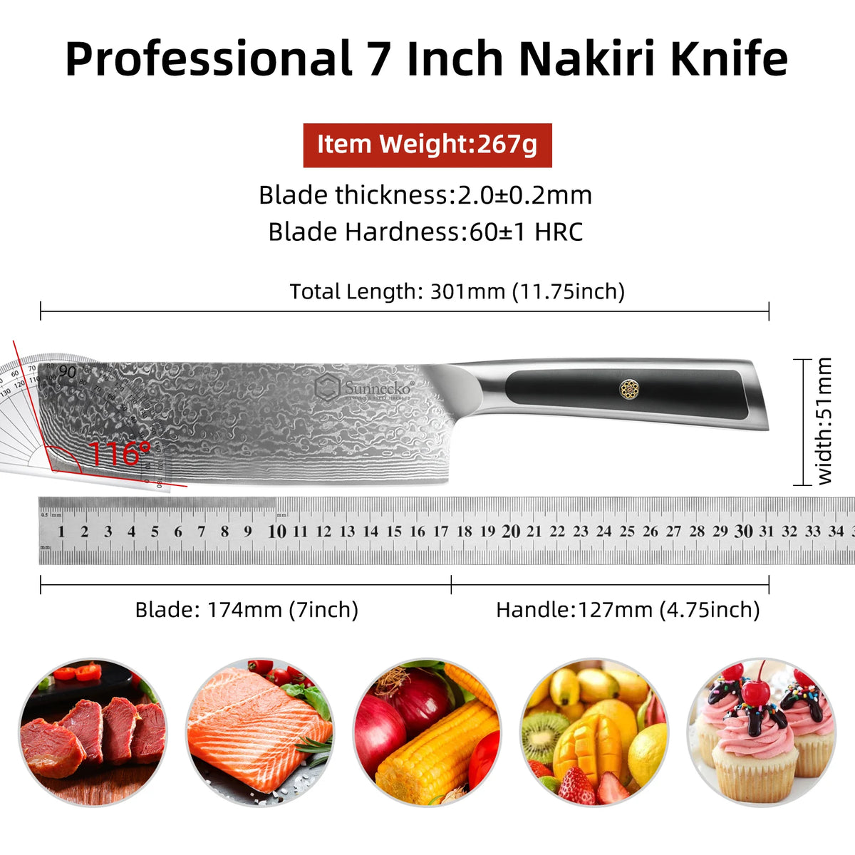 Sunnecko Damascus Steel Knives High Carbon Vg10 Core