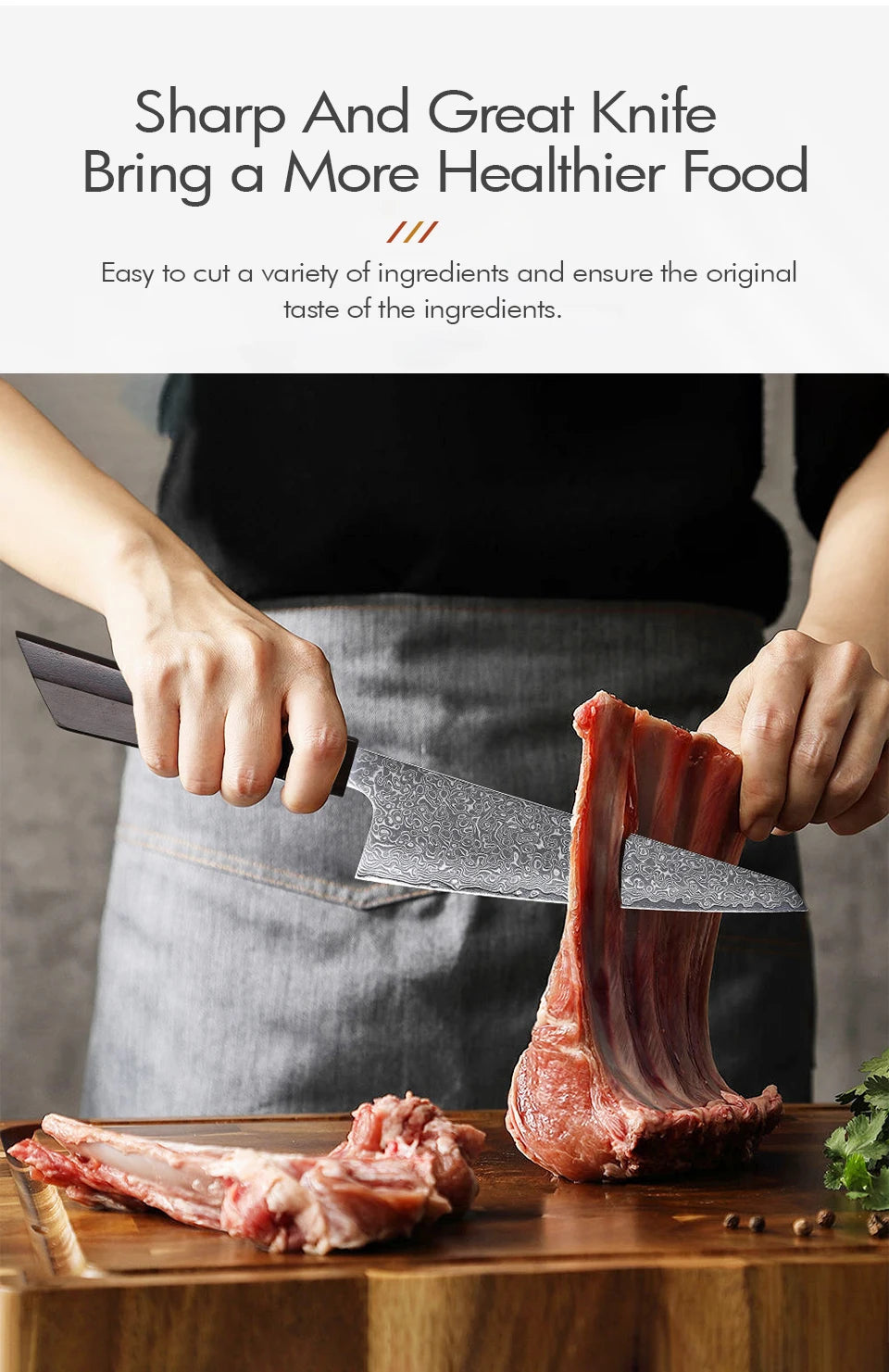 Turwho Honesuki Knife Damascus Steel Professional Chef Knives