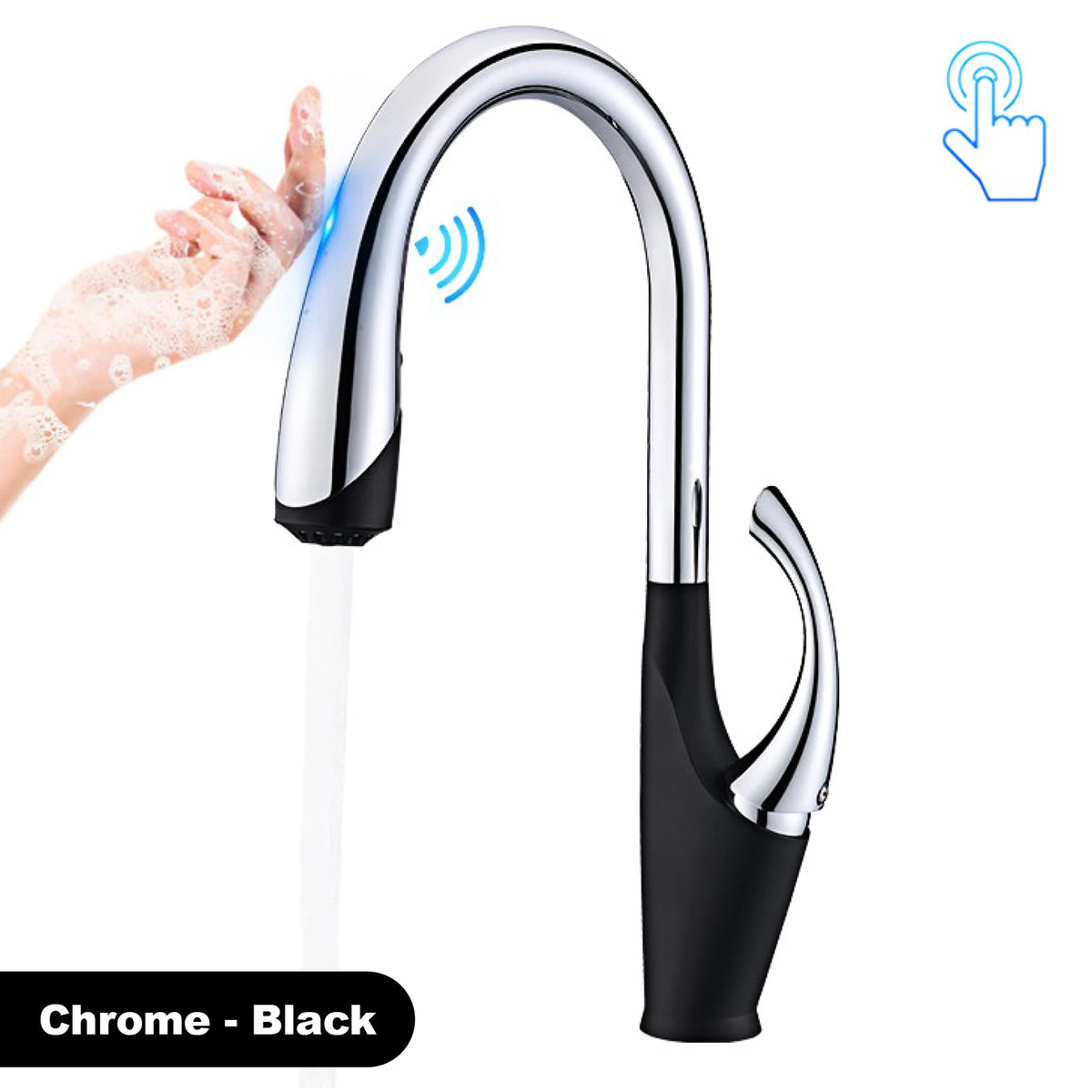 Luxury Black Brass Touch Switch Faucet Handle Ceramic