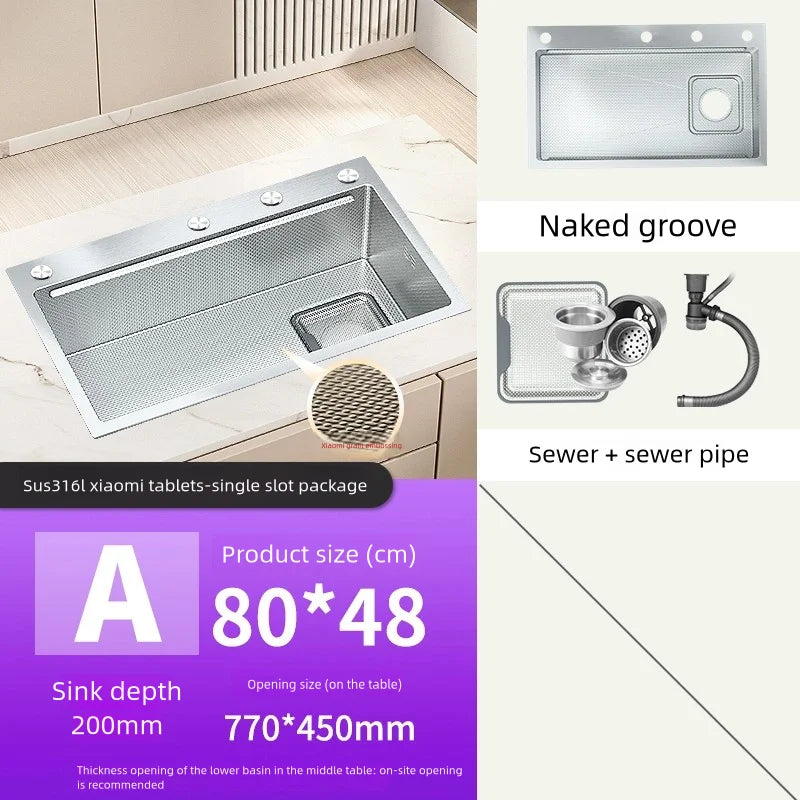 316l Stainless Steel Sink Durable Large Slot Wash