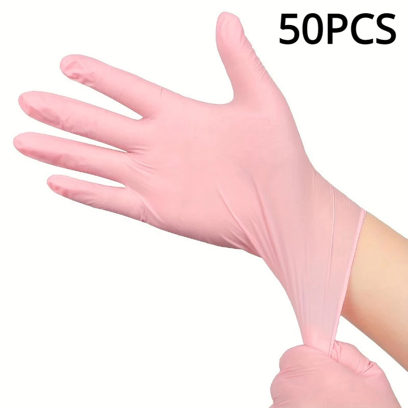 100/50/20pcs Light Pink Disposable Nitrile Gloves Waterproof