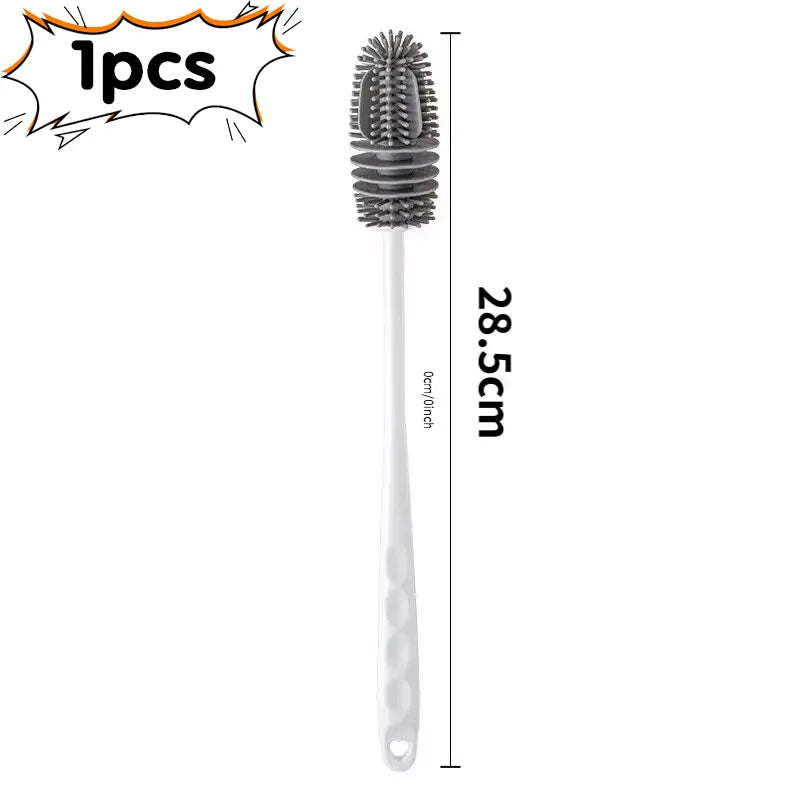1/2pcs Long Handle Silicone Bottle Brush Cleaning Brush