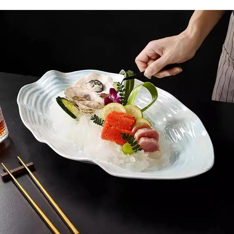 Irregular Ceramic Dinner Plate Restaurant Sashimi Seafood Fish
