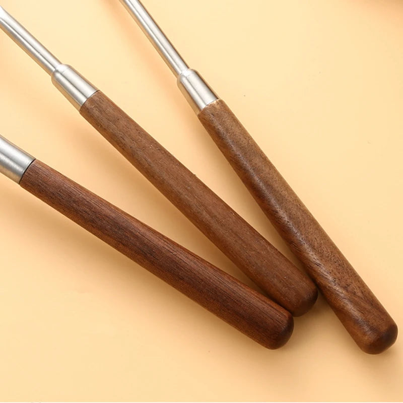 5pcs 304 Stainless Steel Nature Wood Kitchenware Cooking