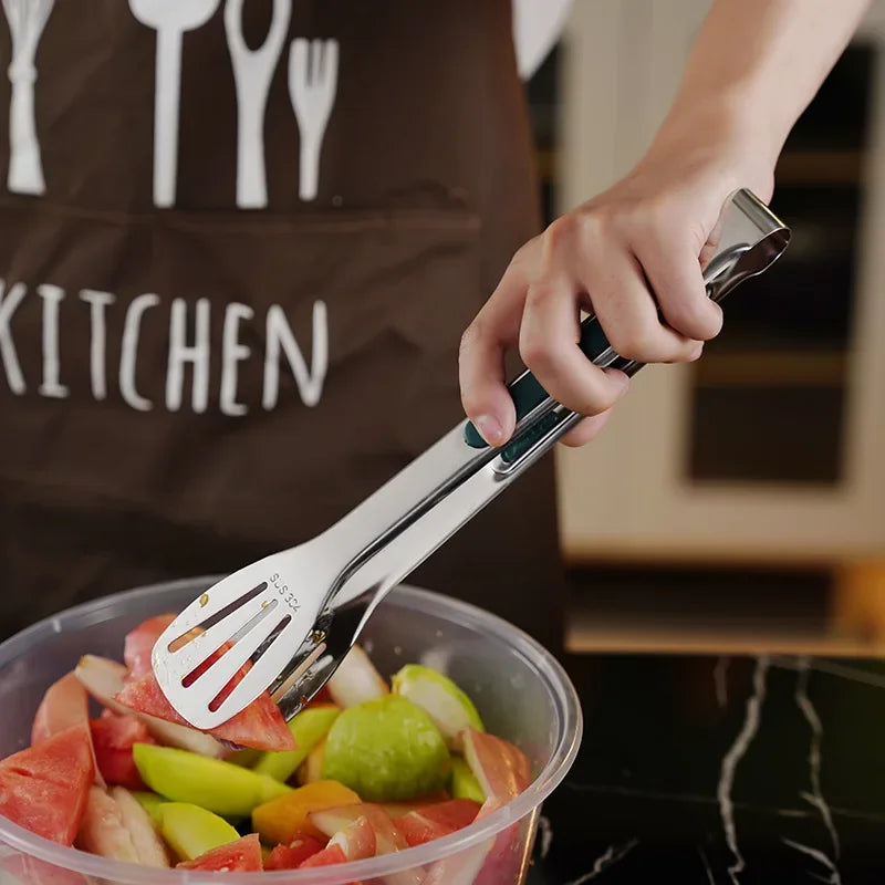 1pc Non Slip Stainless Steel Food Tongs Meat