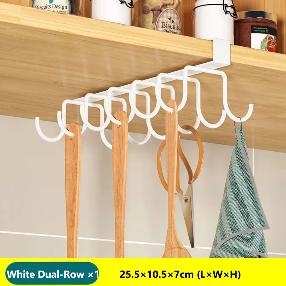 Space Saving Organizer Under Cabinet Hanging Rack Hooks