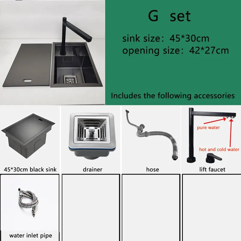 Black Sink Hidden Bowl Bar Small Size Sink