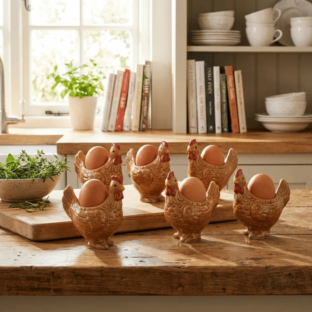 Unique Chicken Shape Ceramic Egg Cup Cartoon Decorative