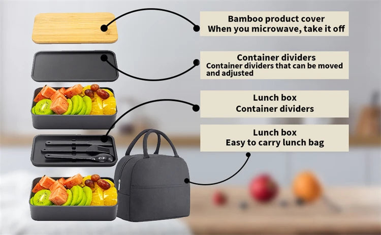 Stackable Bento Box Utensils 1200ml All-In-One Meal Prep
