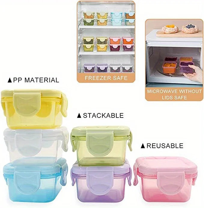 4pcs Mini Food Storage Container Leakproof Lid Sauce