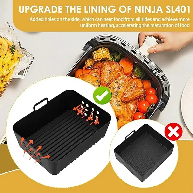 2pcs/1pcs Air Fryer Silicone Liners Ninja Sl400 Sl401