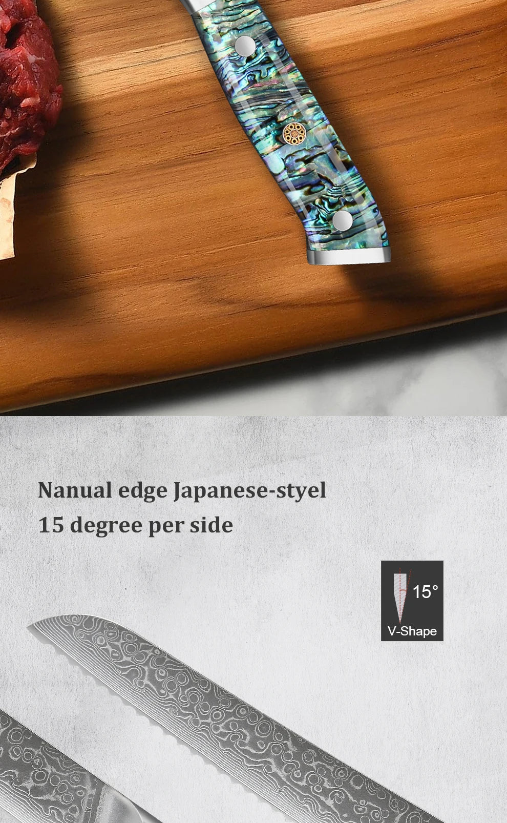 1-7 Chef Knife Super Sharp Japanese Damascus Steel