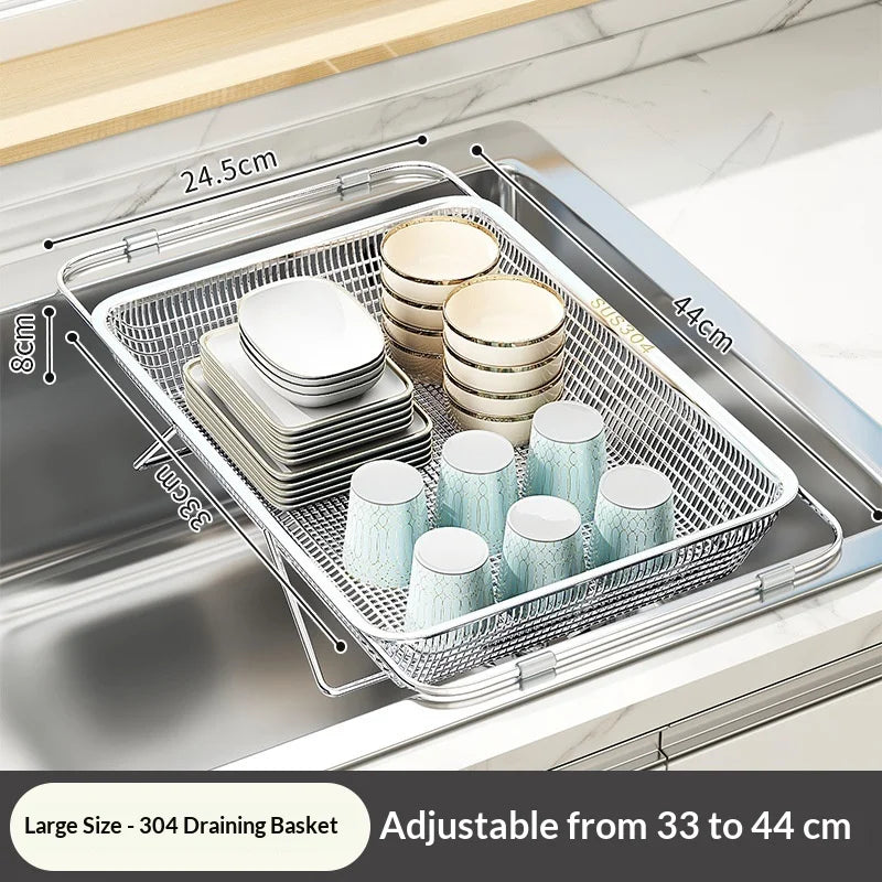 Expandable Stainless Steel Drain Basket 304 Grade Retractable