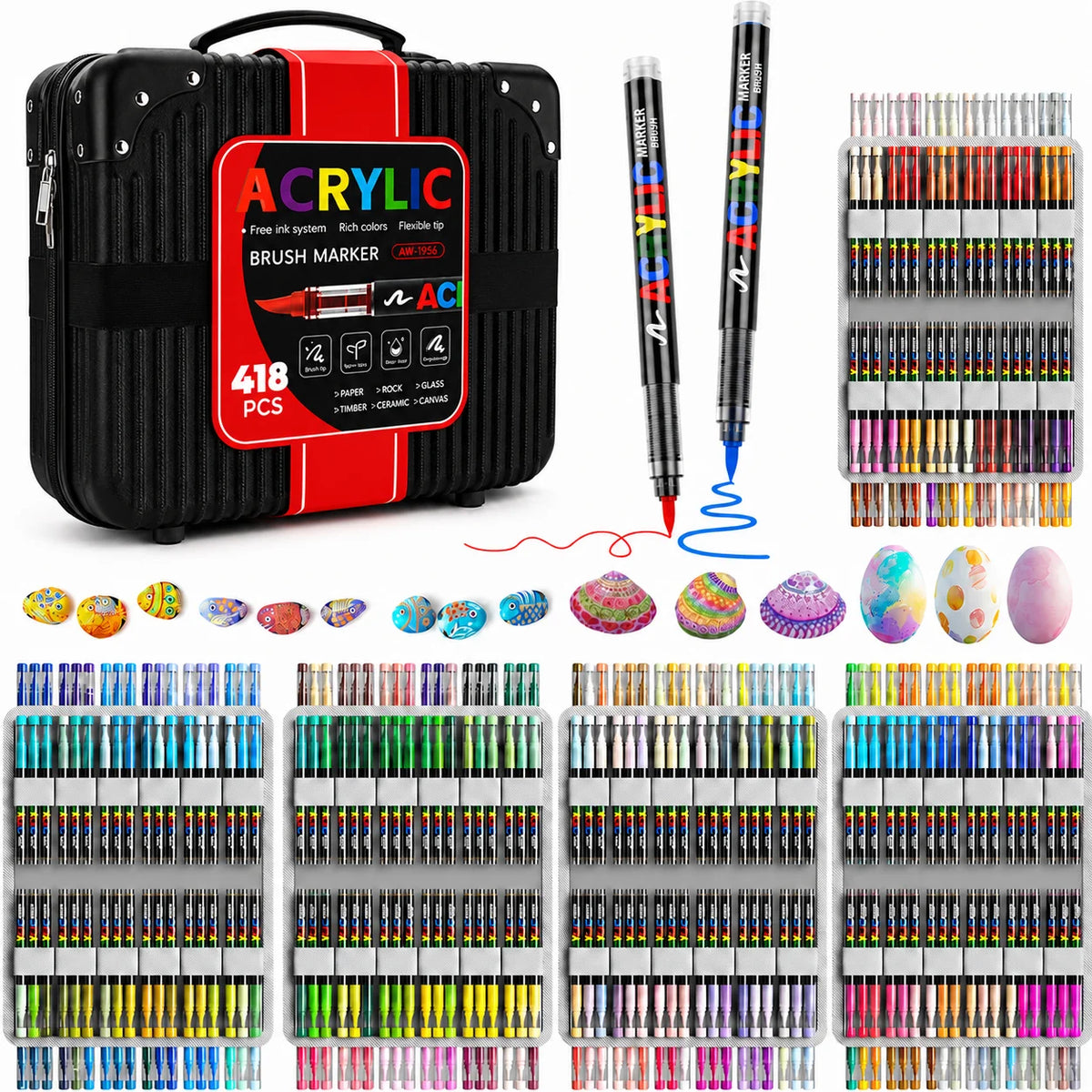 12-418 Colors Acrylic Marker Washable Markers Brush Tip