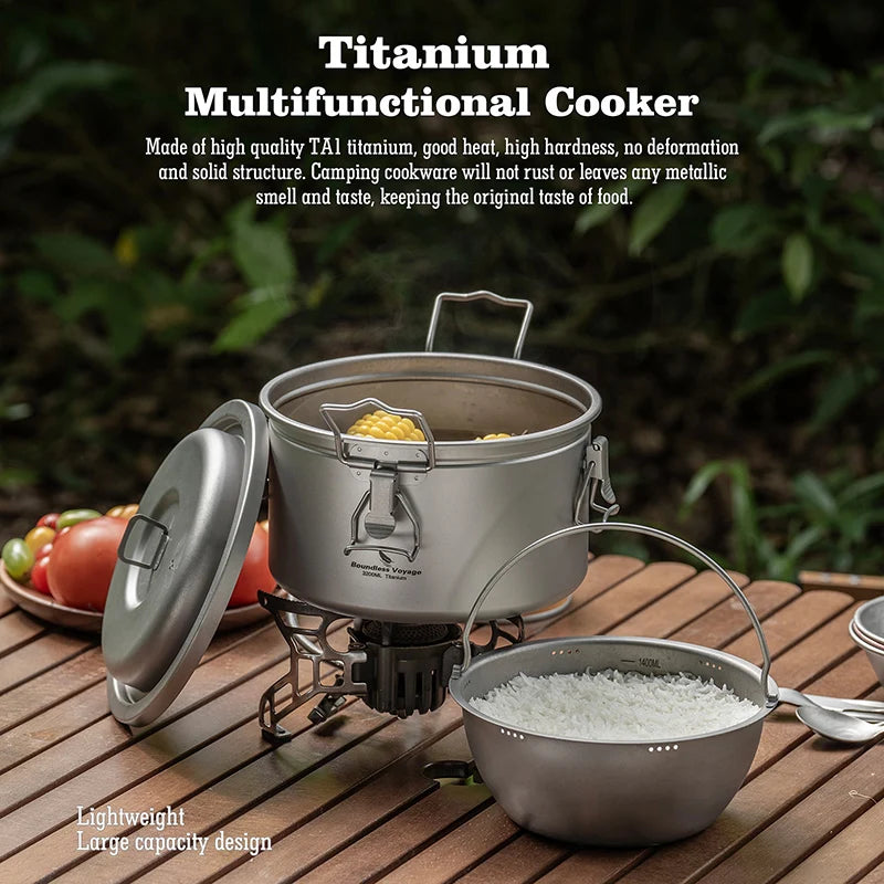 Boundless Voyage Titanium Camping Pot 2l Cooker Ultralight