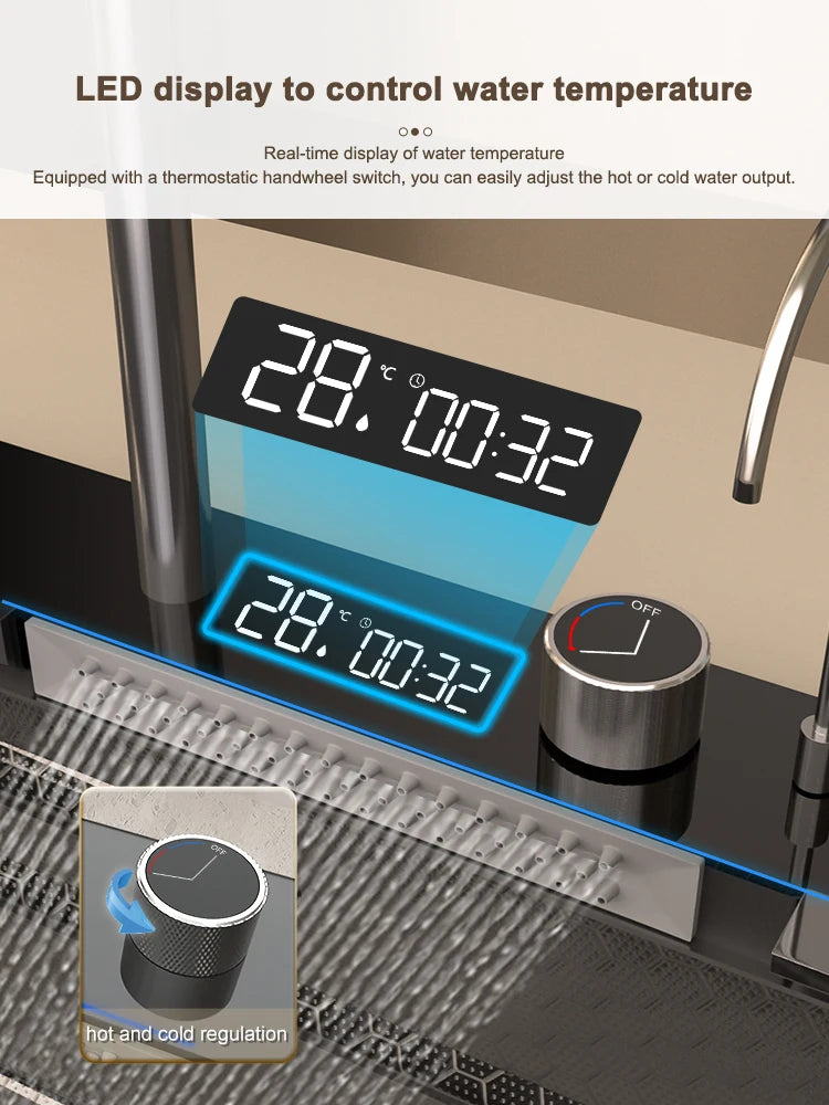 Stainless Steel Waterfall Sink Large Slot Integrated Sinks