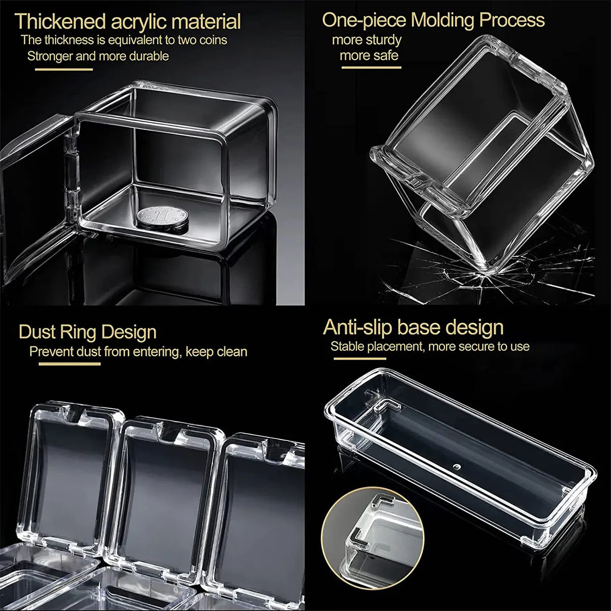 Clear Seasoning Box Condiment Storage Container Spoon Clear