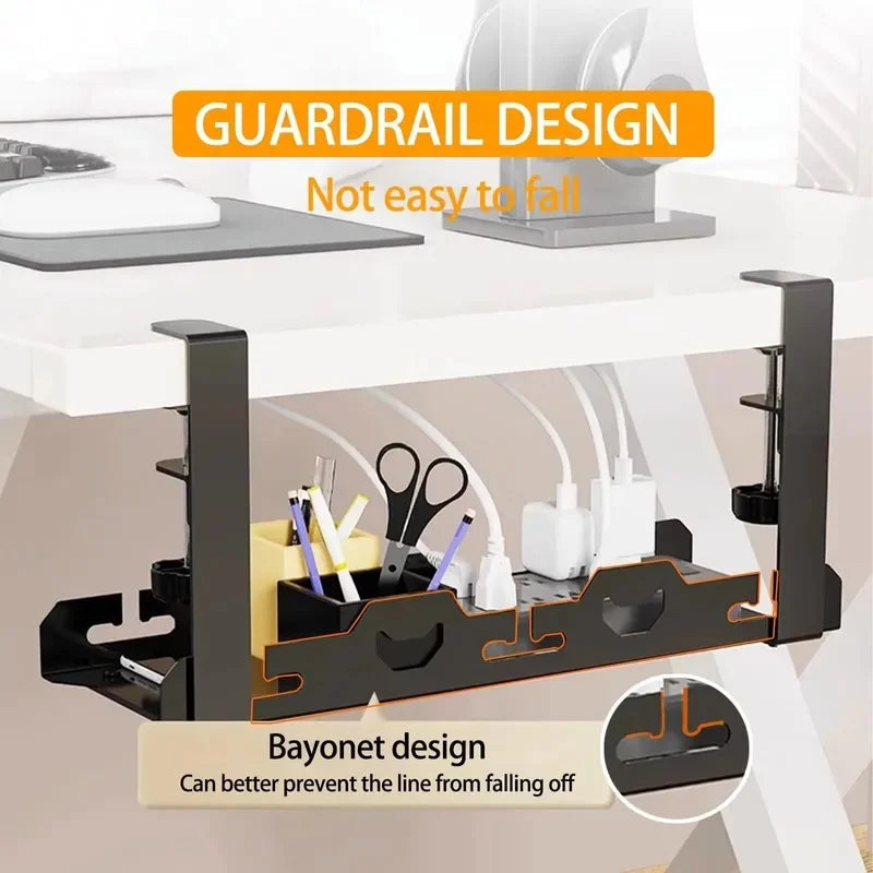 Telescopic Under Table Storage Rack Metal Cable Management