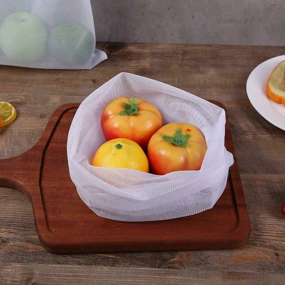 5pcs Fruit Vegetable Storage Mesh Bags Reusable Net