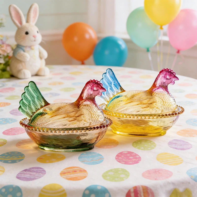 Dinnerware Retro Glass Candy Dish Hen On Nest