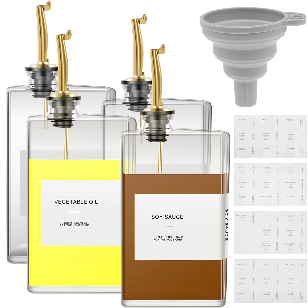 4pcs 500ml Olive Oil Dispenser Glass Bottle Transparent