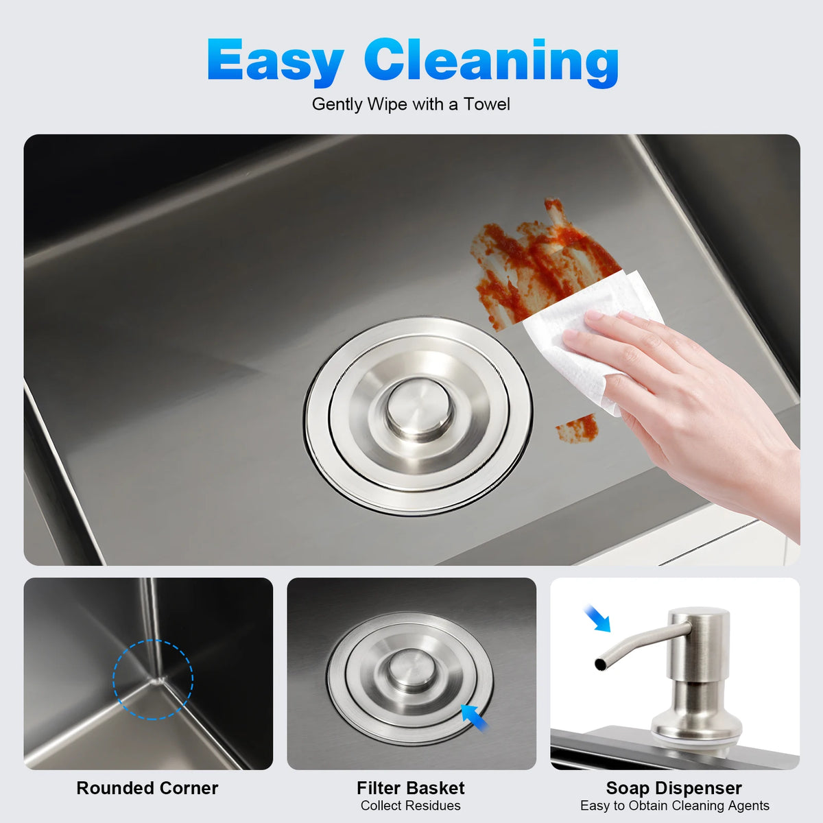Black 304 Stainless Steel Sink Double Bowl Sink
