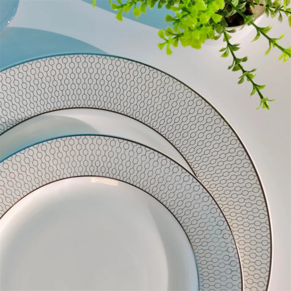 European Silvery Geometric High-End 8/10in Dining Plate Light