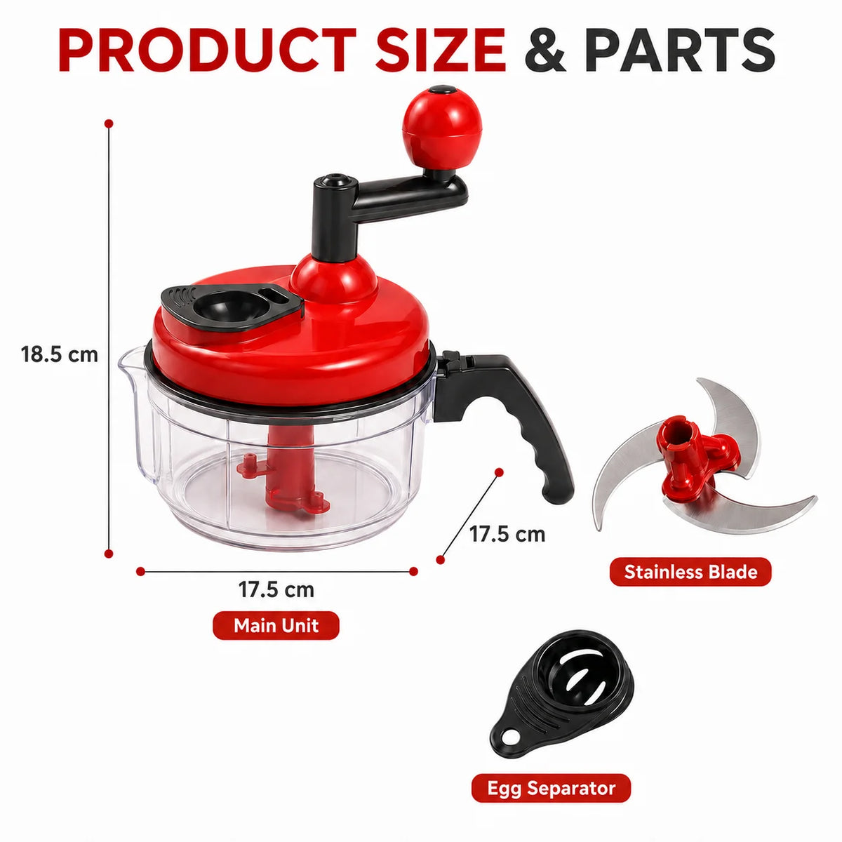 Food Chopper Quick Hand Crank Vegetable Processor Onion